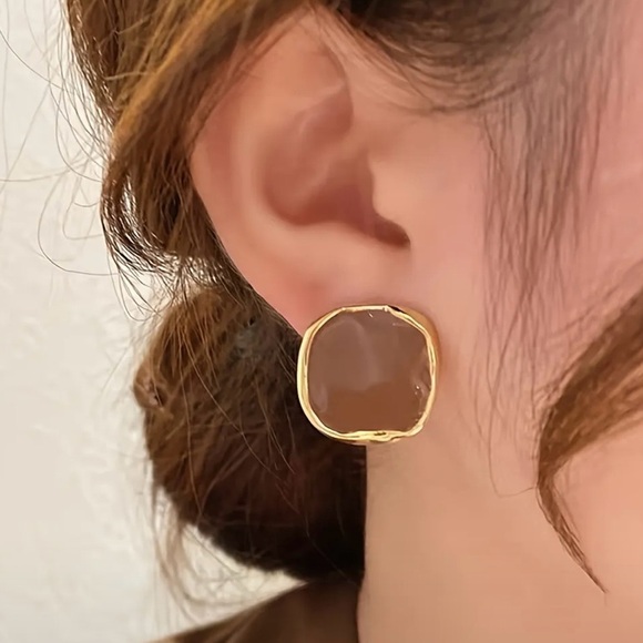 Jewelry - Elegant Gold and Brown Earrings